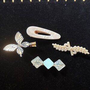 Elegant Hair Clip Set with Butterfly and Pearl Accents